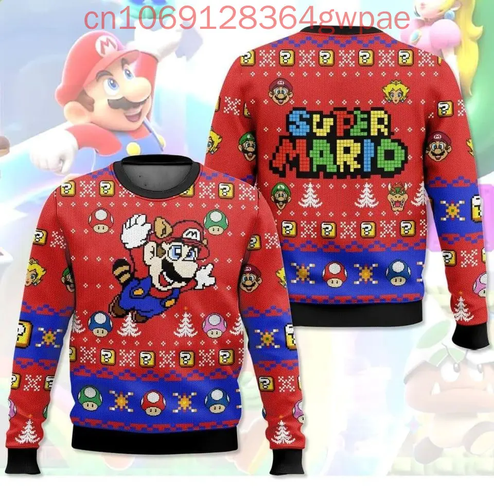 Super Mario Christmas Ugly Sweaters Halloween Gift Disney 3d Print Christmas Ugly Sweaters Fashion Men's Women's Casual Sweater