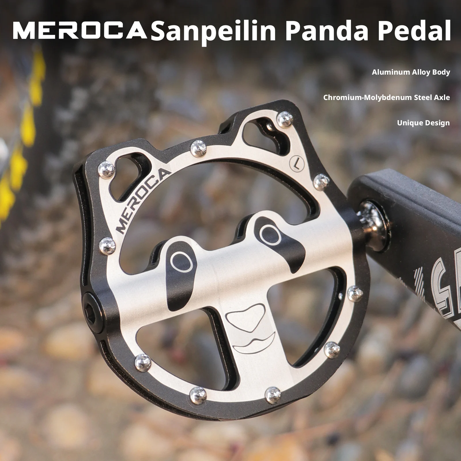 

MEROCA Bicycle Panda Pedal Three-Bearing Mountain & Road Bike Anti-Slip Pedal Aluminum Alloy CNC Crank Pedal