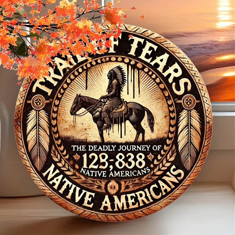 لافتة فنية جدارية من الألومنيوم "Trail of Tears 1828-1833' عتيقة - مثالية لغرفة النوم والمطبخ وتناول الطعام وديكور البار - تصميم فريد من نوعه #6