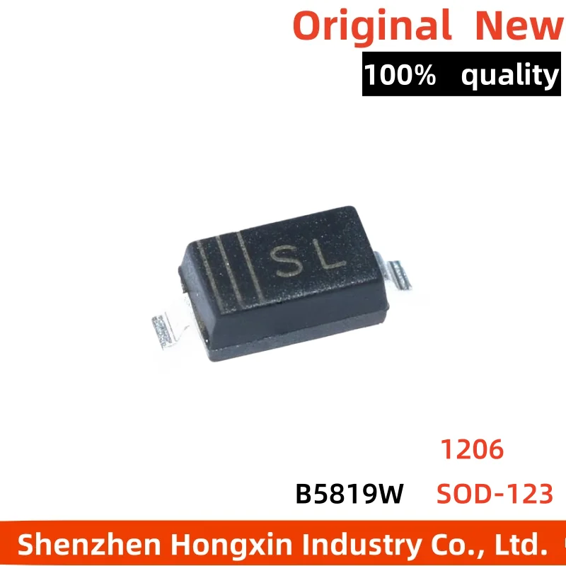 

50 pieces of SMD B5819W, 1206/SOD-123 package, silk screen SL, Schottky diode