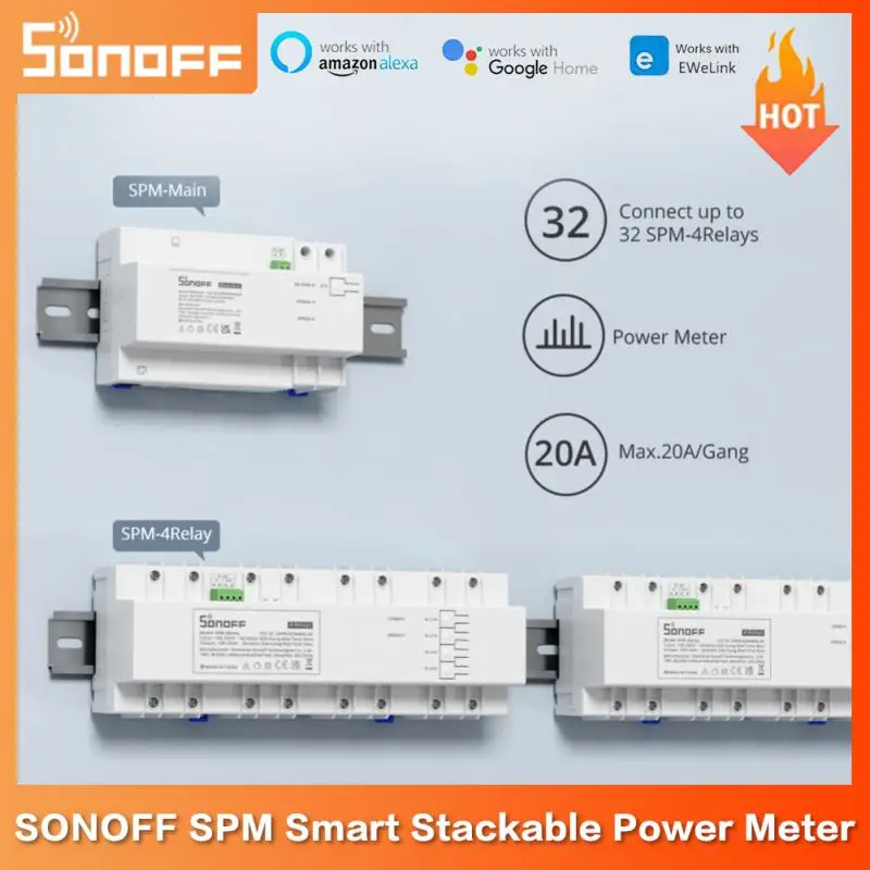 SONOFF SPM-Main/4Relay Stackable Power Meter 20A/Gang Overload Protection Energy Consumption Monitoring Via eWeLink APP Check