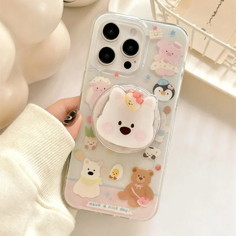 Cute Cartoon Shake Puppy for Magsafe Griptok Phone Holder Finger Ring Stand Support for IPhone 17 16 15 Girl Bracket - view 3