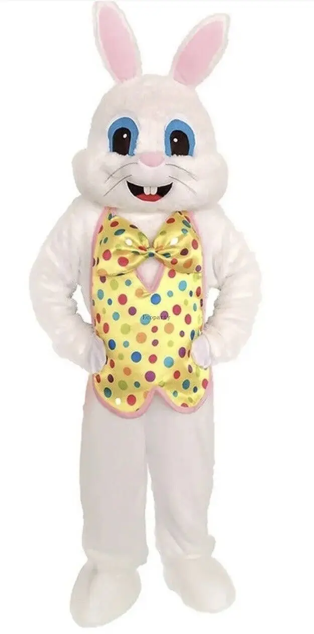 Easter Bunny 코스튬 디럭스 플러시 버니 블루 조끼, 활 타이, 성인 코스튬, 디스프라즈 코스프레 코스튬, 여성 남성 ecoparty, 신제품