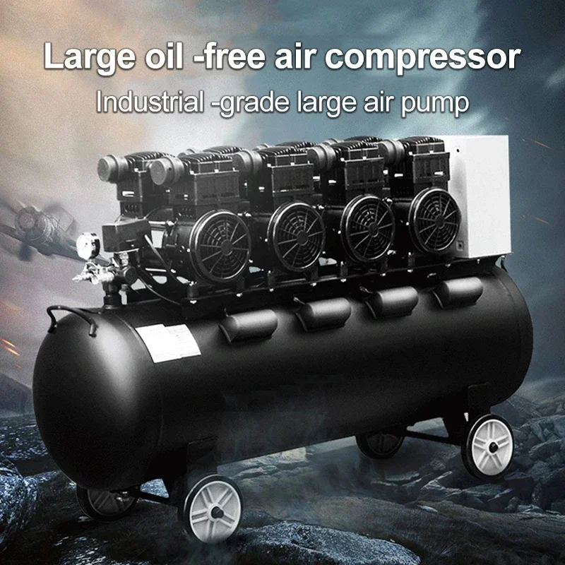 220V 6600W 100L Silent Oil-free Air Compressor Powerful 10bar Air Pump Industrial High-pressure Air Pump