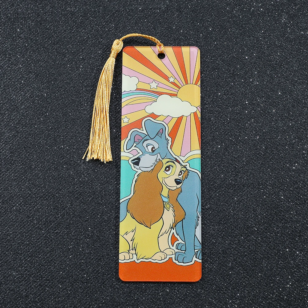 Disney Cartoon Movie Lady and the Tramp Dog's Love Acrylic Bookmarks for Fans Reading Women Men Gifts Collection