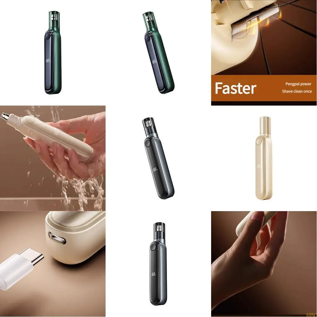 

A0NC Электрический триммер для волос в носу, перезаряжаемый безопасный портативный инструмент для ухода за мужчинами