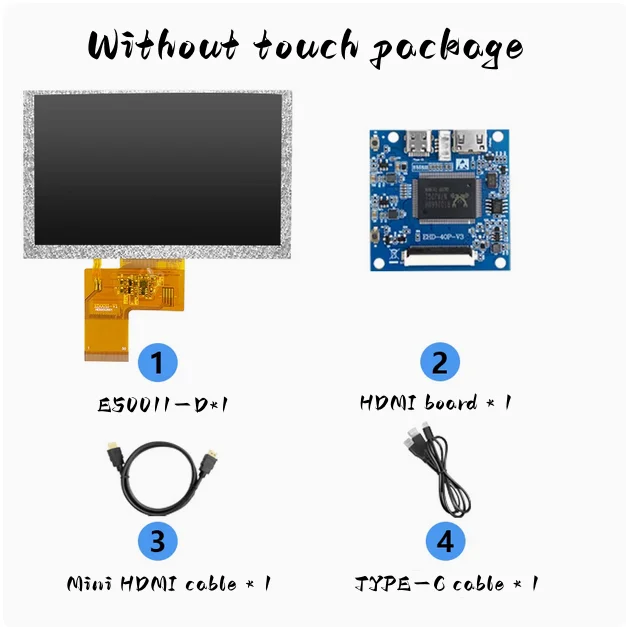 HDMI 5-inch display screen  with HDMI board TN module RGB interface 40PIN universal support touch TYPE-C power mini HDMI