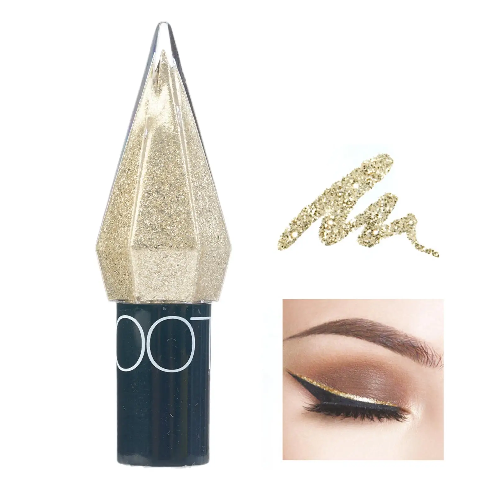 Diamant Glanzende Oogliners Oogschaduw Waterdichte Glitter Fijne Eyeliner Borstel Glans En Pailletten Eyeliner Mini E1t9