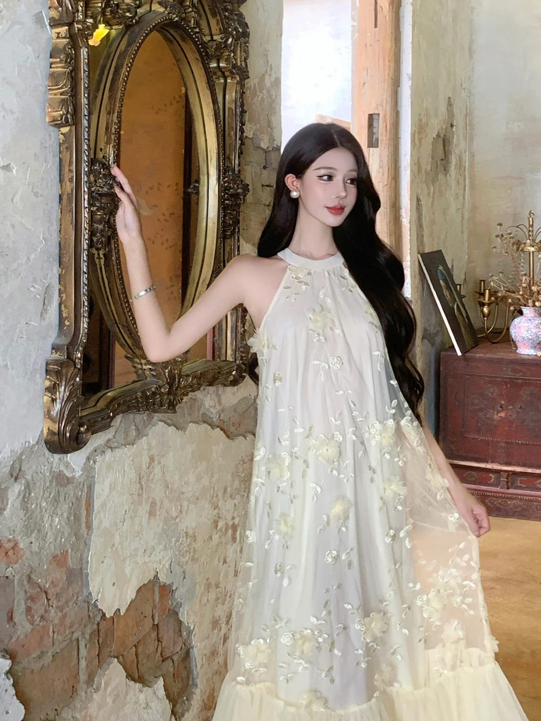 Jupe féerique blanche romantique, robe d'été pour Photo de plage, parfaite, douce, taille ample, Me Ne Hanging Princ Dr, respirante