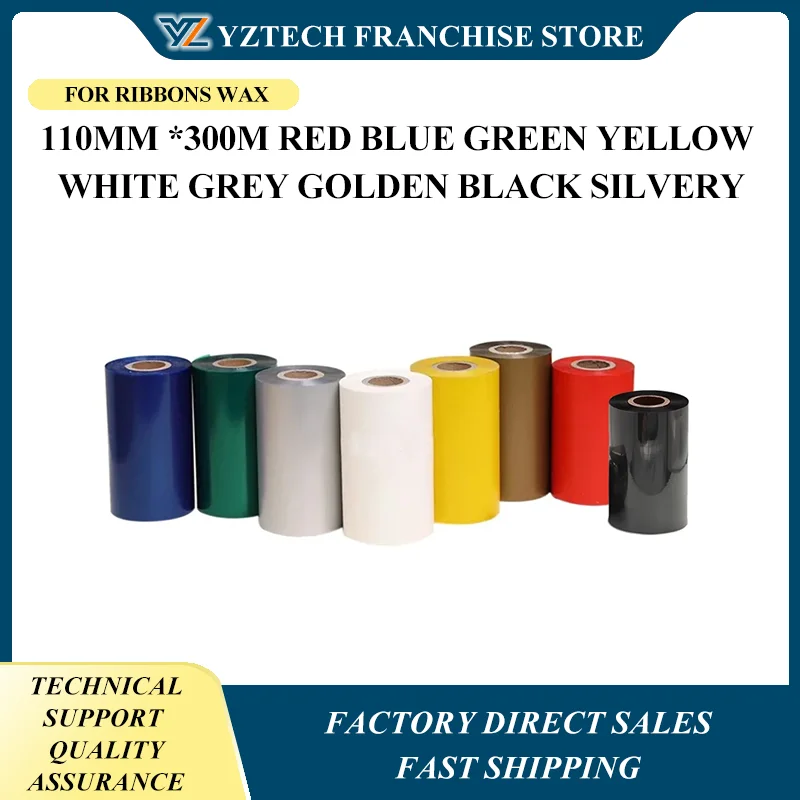 Color Barcode Printing Thermal Transfer Ribbons Wax for 110mm *300m red blue green Yellow white Grey Golden black Silvery