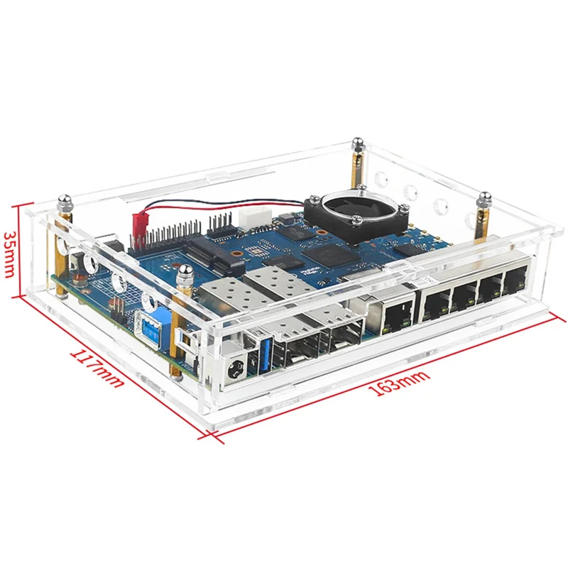 Acryl-Schutzhülle mit Lüfter für Banana Pi R3 BPI-R3 Entwicklungsboard-Zubehör