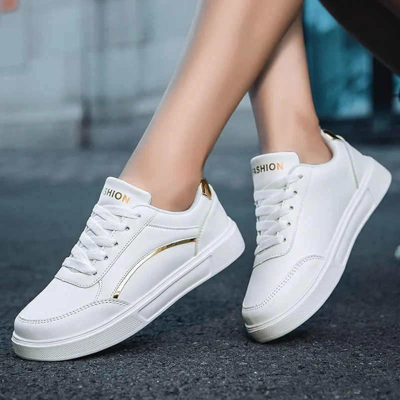 White Sneakers Women Spring Autumn Sports Skateboard Shoes Fashion Comfortable Leather Sneakers Shoes Outdoor Casual Shoes Women