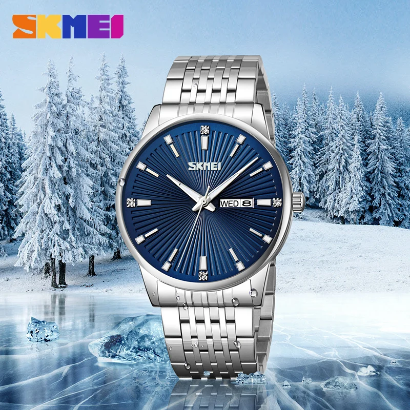 SKMEI Moda Masculina Relógio Top Luxo Negócios Mens Quartz Relógios Aço Completo À Prova D' Água Casual Sport Watch Para Homens Reloj Hombre