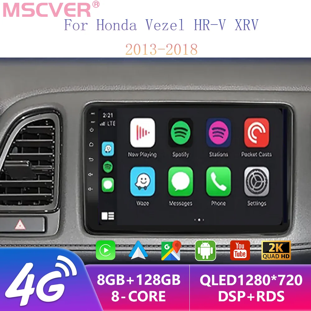 

4G for Honda Android Carplay Auto Vezel HR V HRV XRV 2013 2014 2015 2016 2017 2018 Multimedia Stereo Player GPS Navigation Wifi