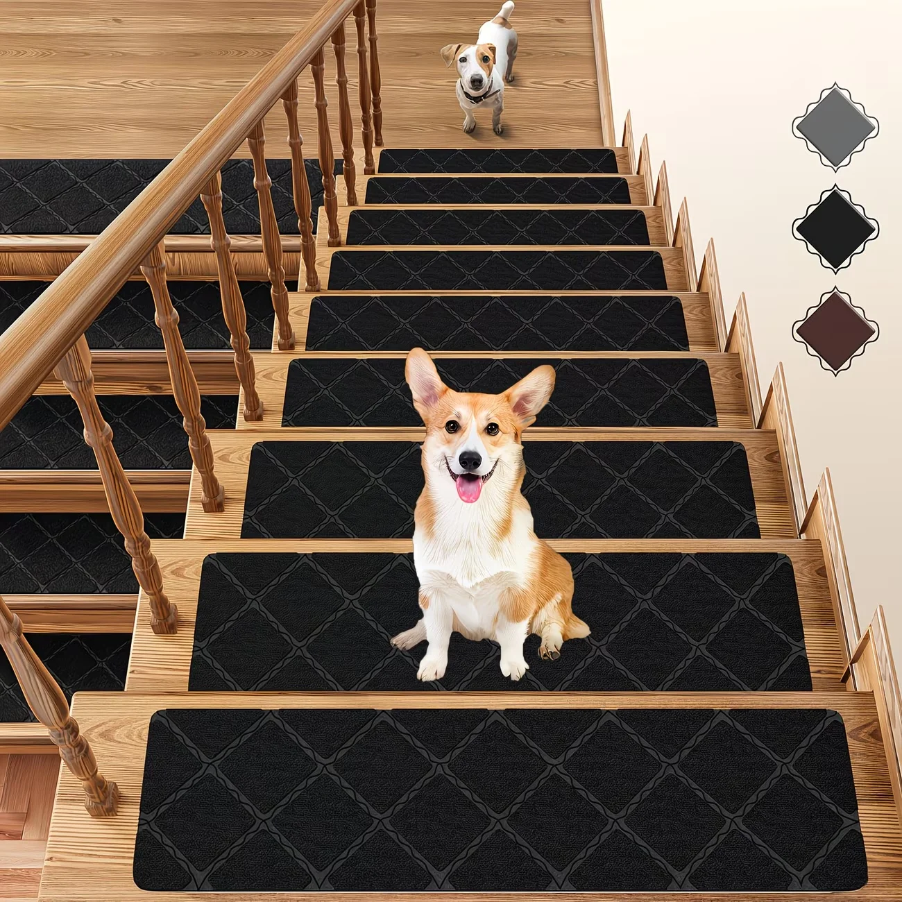 1/3pcs 76x20cm Stair Treads Carpets Self Adhesive Stepping Mat Set Runner Indoor Water Absorption Non-Slip Stair Mats