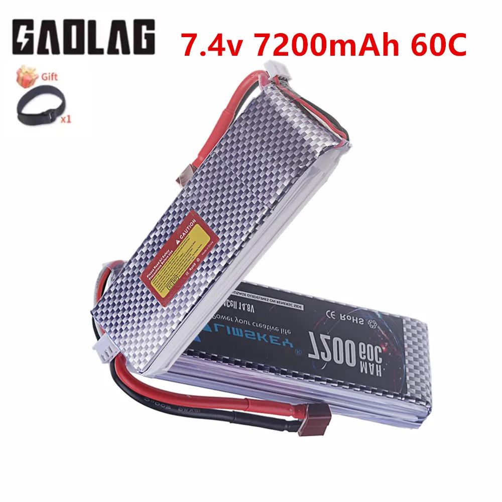 7200mAh 2S 7.4V 60C FPV Drone Lipo Battery for Fixed-wing Aircraft Toys Car Models Quadcopter Rechargeable Batteries