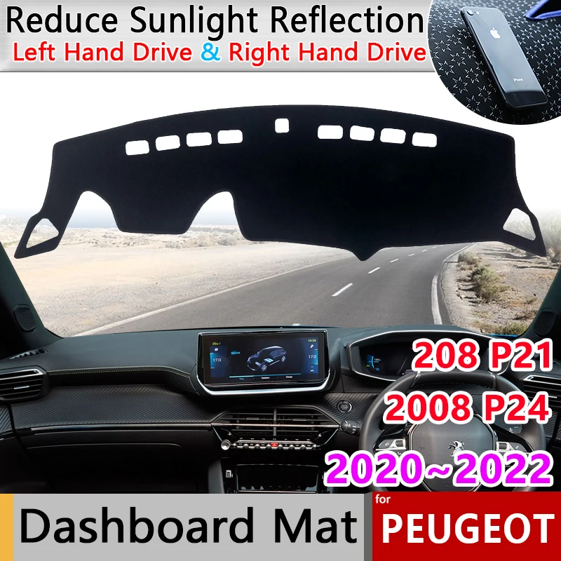 Dashboard Cover Pad for Peugeot 2008 P24 208 P21 e-2008 e-208 GT 2020 2021 2022 2023 Anti-dirty Mat Sunshade Carpet Accessories