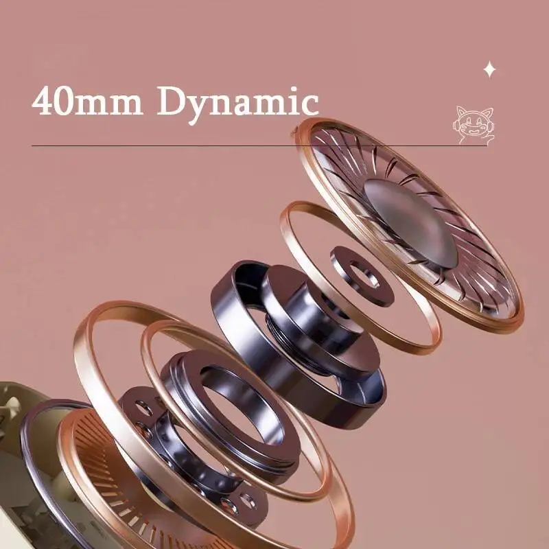 Auricolari wireless Bluetooth 5.3 montati sulla testa RGB incandescente simpatico animale domestico auricolari cablati da 3,5 mm con microfono auricolare pieghevole stereo Hifi