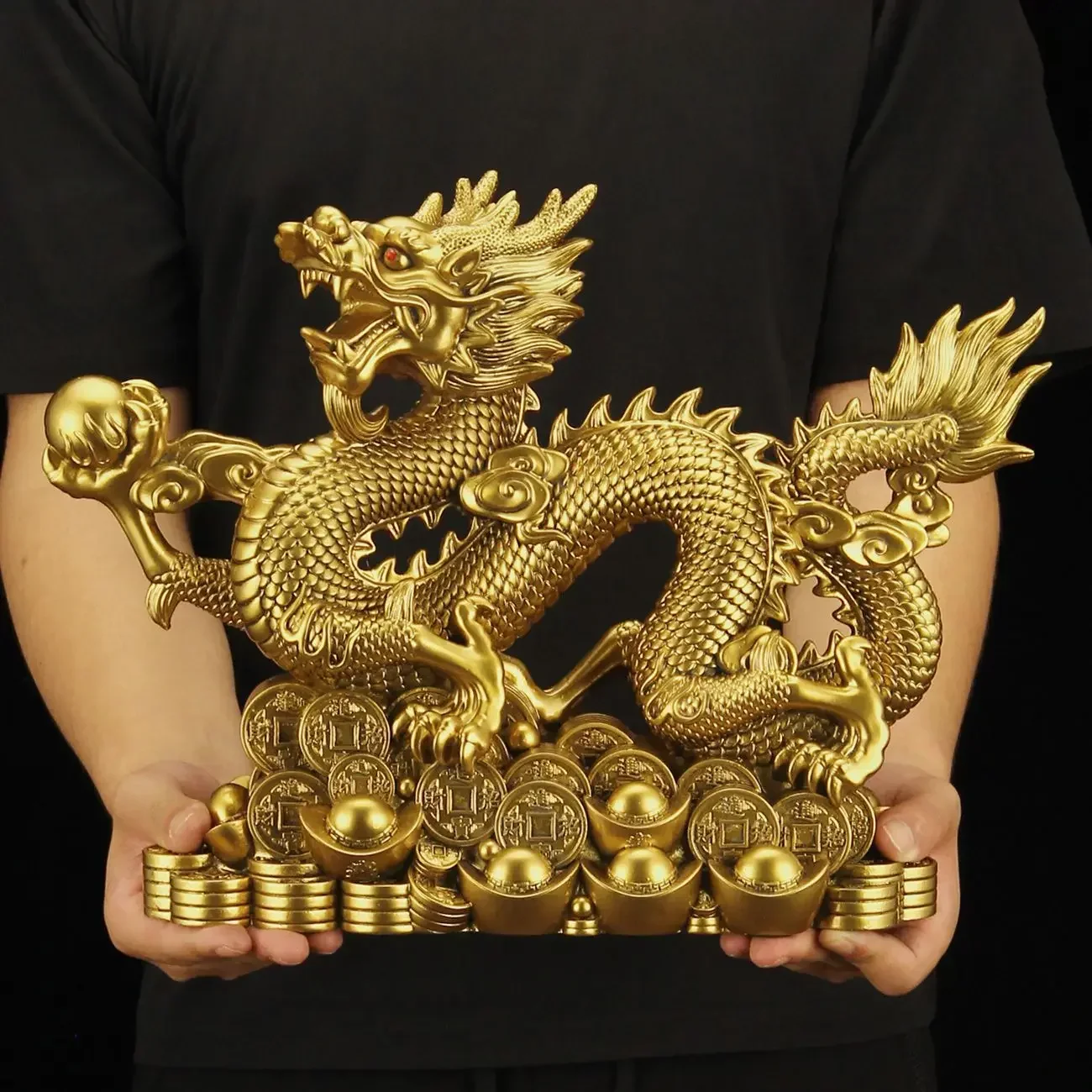 

Chinese Ancient Bronze Five Claw Golden Dragon Decoration Zhaocai Office Living Room Entrance Craft Zodiac Bronze Dragon Mascot