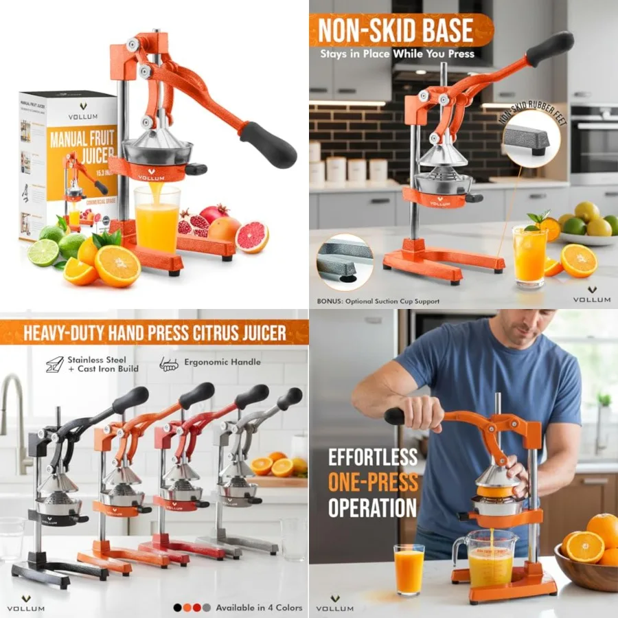 

Manual Fruit Juicer - Commercial Grade Home Citrus Lever Squeezer for s, Lemons, Limes, Grapefruits and More - Stain