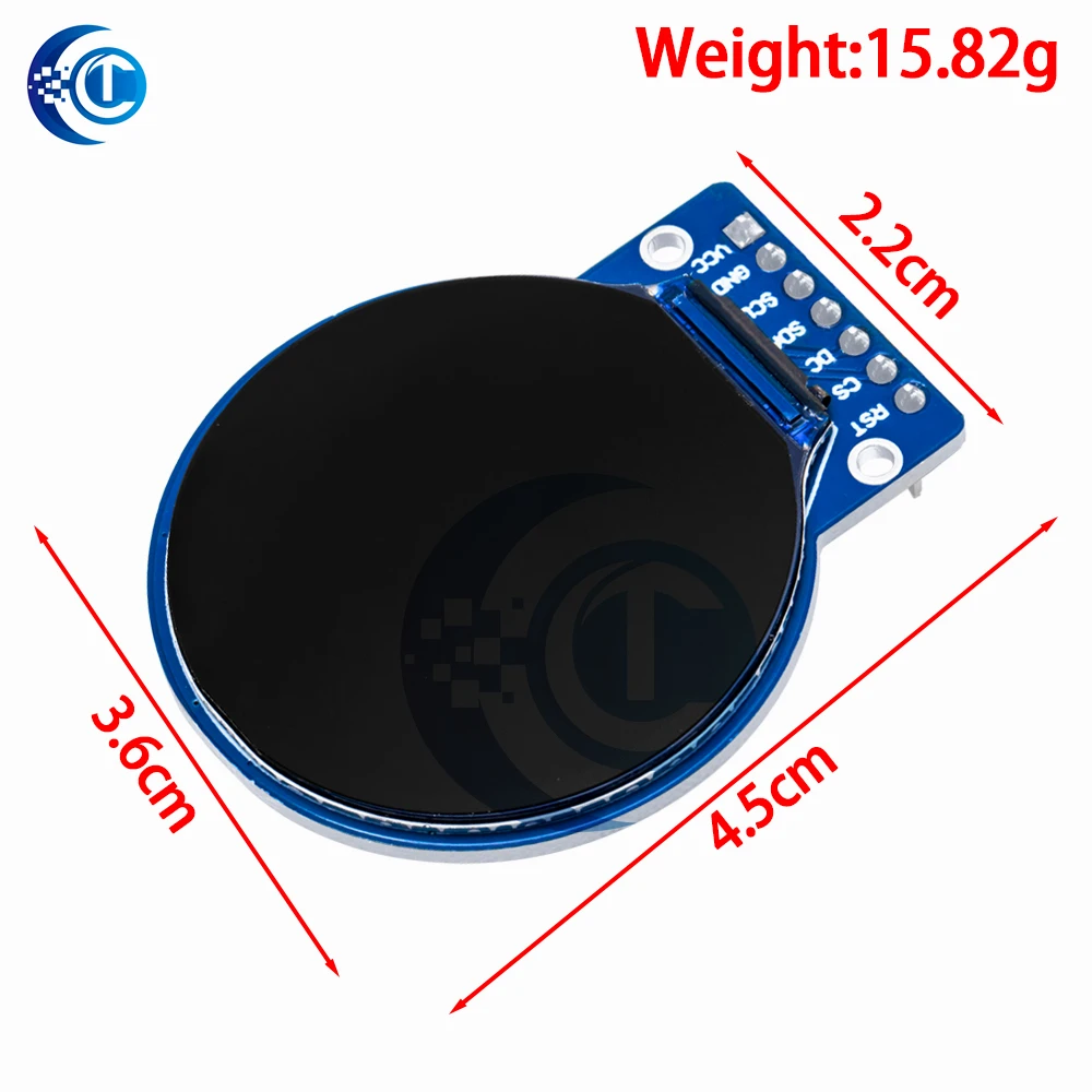 1.28 Inch Round TFT LCD Display Module: 240×240 RGB, GC9A01 Driver, 4-Wire SPI Interface (For Arduino)