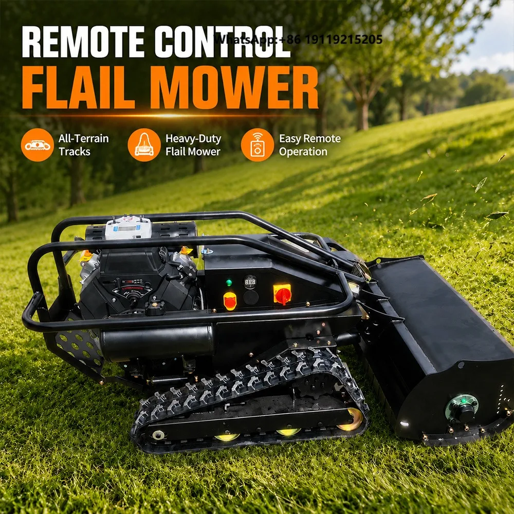 800mm 1000mm Remote Control Crawler Flail Mower Zero Turn Slope Weed Cutter for Farm Orchard