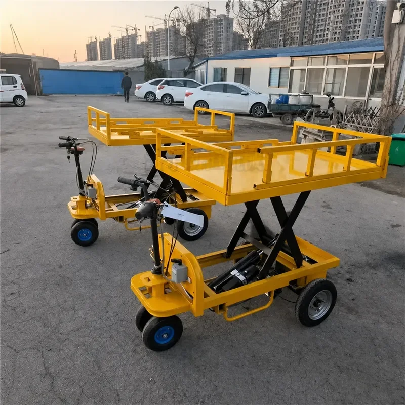 Reverse Ride Small Electric Flat Hydraulic Lift Truck Scissor Fork Load Pulling Three Wheeled Orchard Logistics Warehousing