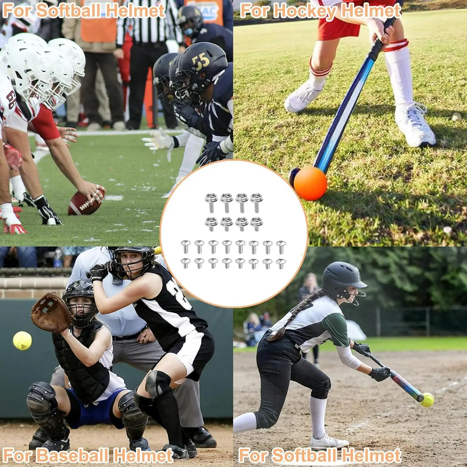 Football Hat Accessories 24 Pieces Multifunctional Stainless Steel Parts Baseball Hat Visor Screws For Sports Baseball Repair