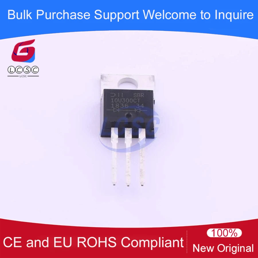 10Pcs/Original SBR10U300CT 300V 10A SBR Super Barrier Rectifier 1 Pair Common Cathode Rectifiers Through Hole 3-Pin