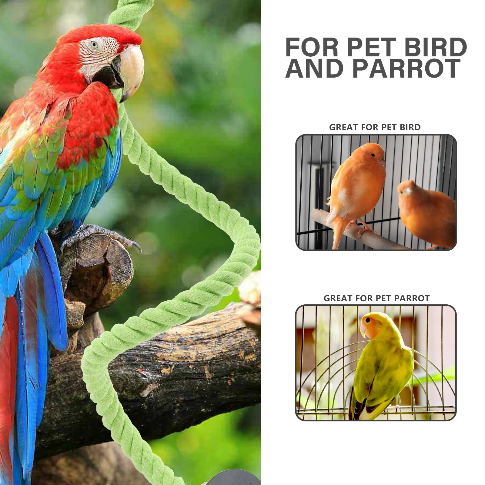 

COLLBATH Parrot Swing Bird Cage Toy Cotton Rope Hanging Stand for Birds Playground Accessory