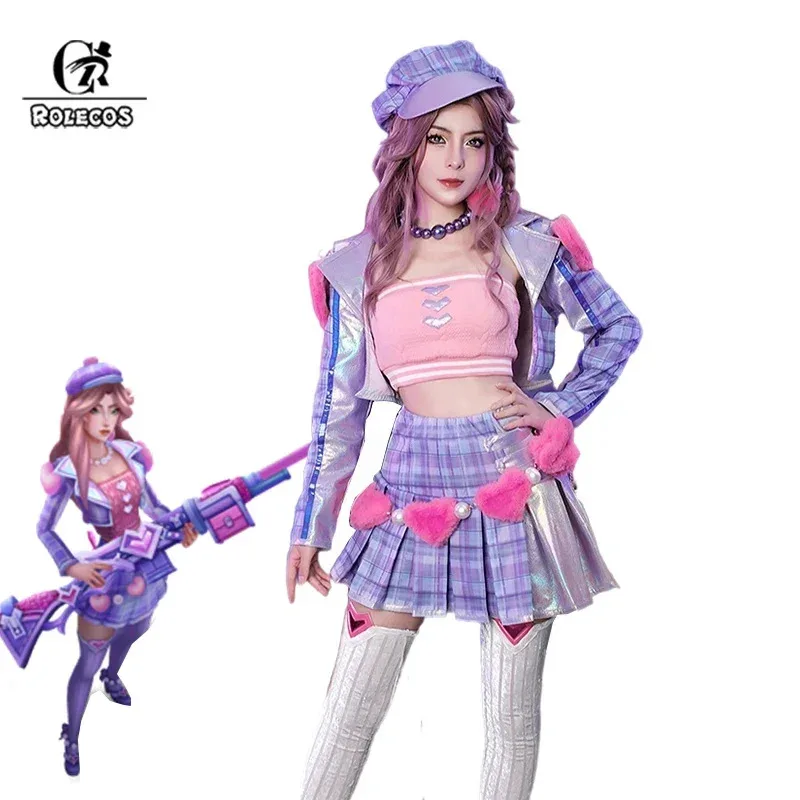 

ROLECOS LOL Heartache & Heartthrob Caitlyn Cosplay Costume LOL Valentine's Day New Skin Women Cosplay Costume Halloween Full Set