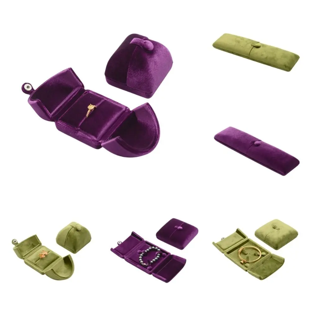 Einfarbig Samt Schmuck Box Luxus Vintage Ringe Träger Box Organizer Doppel Tür Halskette Armband Fall Schmuck Lagerung
