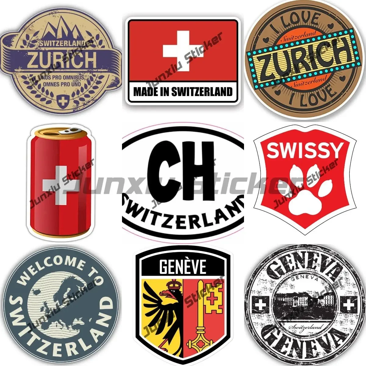 

Made In Switerland Sticker Swiss Luzern Zurich City Coat Decal Stamp Travel Decal for Cars Laptop Helmet Moto Scratch Cover