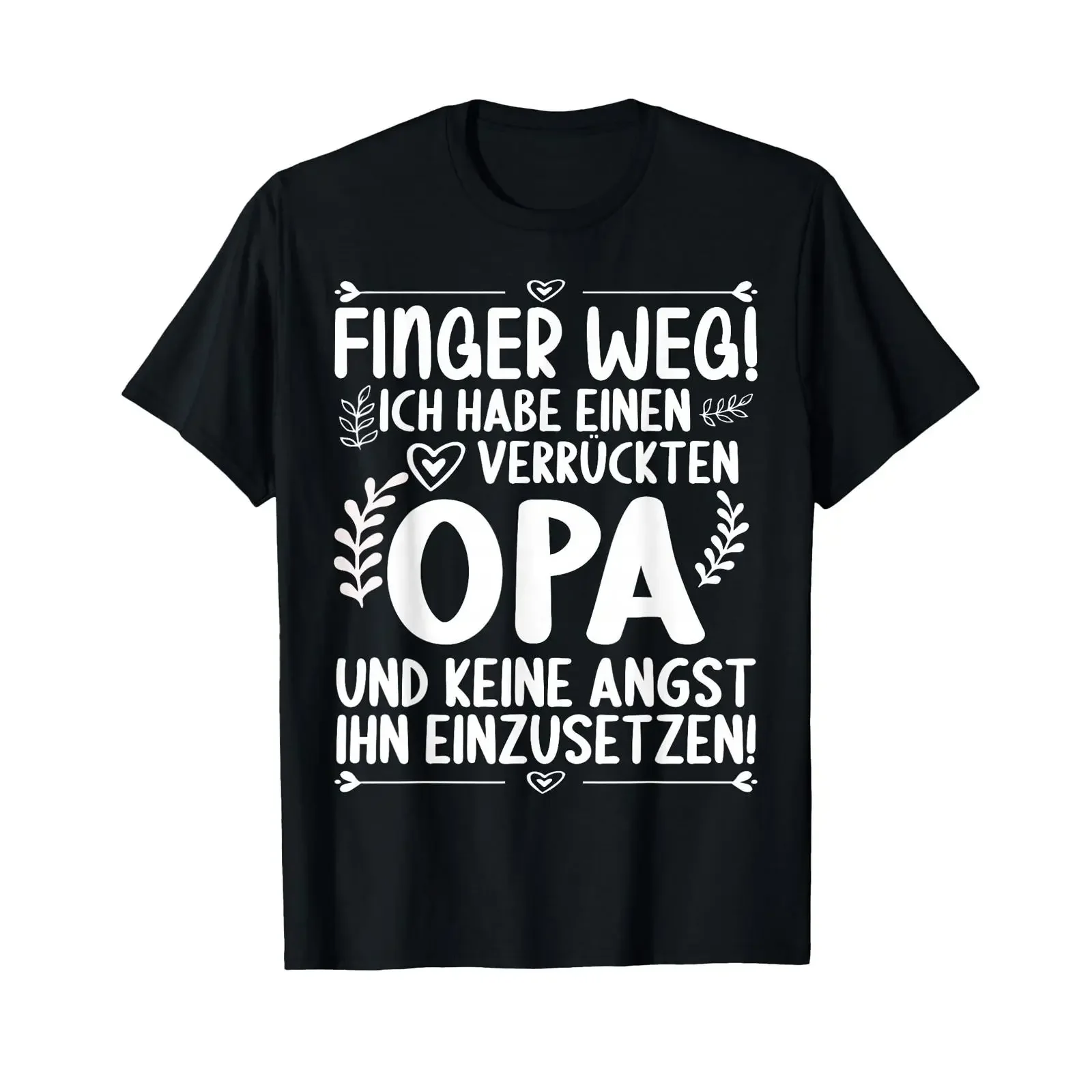 T-shirt « Finger weg ich habe einen verrückten Opa » drôle pour grand-père, noir, vintage, légèrement délavé, unisexe, pour homme, idéal pour le quotidien