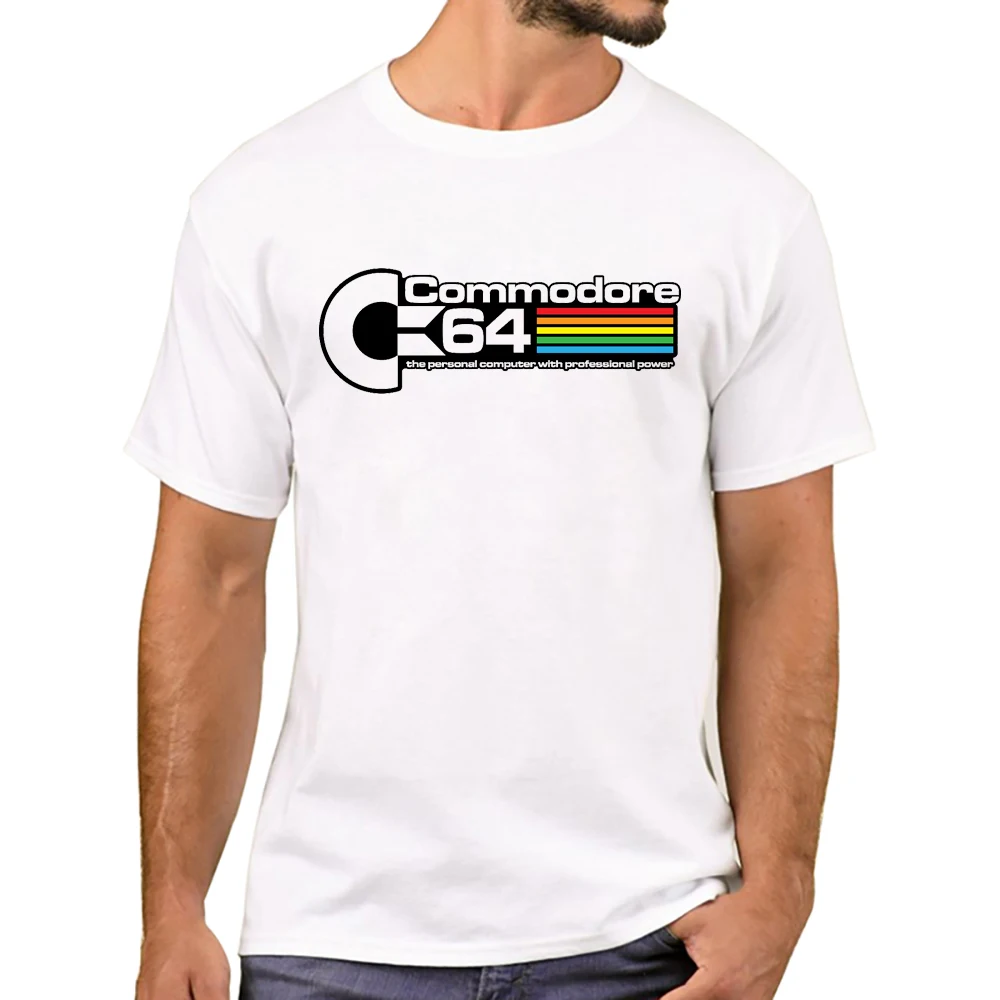 2025 نموذج جديد TEEHUB موضة ريترو الرجال تي شيرت خمر C64 كومودور 64 الكمبيوتر مطبوعة مضحك تي شيرت قصيرة الأكمام بلايز Ha