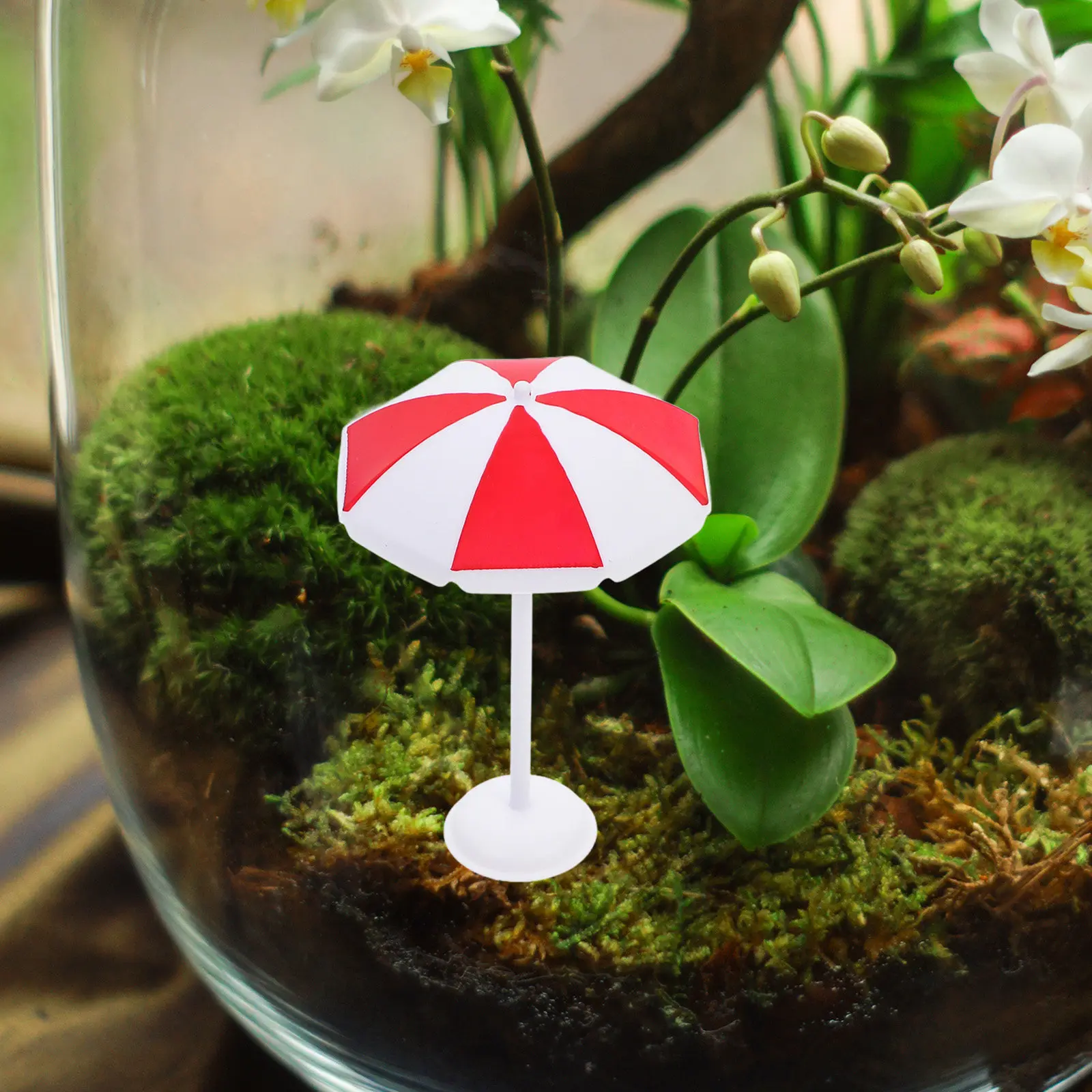 6Pcs Miniature Beach Umbrella Set for Dollhouse Bonsai Terrarium Aquarium Decor Mini Sun Parasol Ornament Home Office Party