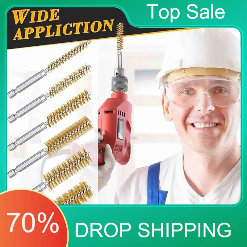 AT03 Top 9 Piece 1/2 Inch 3/4 Inch 1 Inch Copper Pipe Cleaner For Power Drill, Tube Cleaning Brush,With Copper Wire Bore Brushes