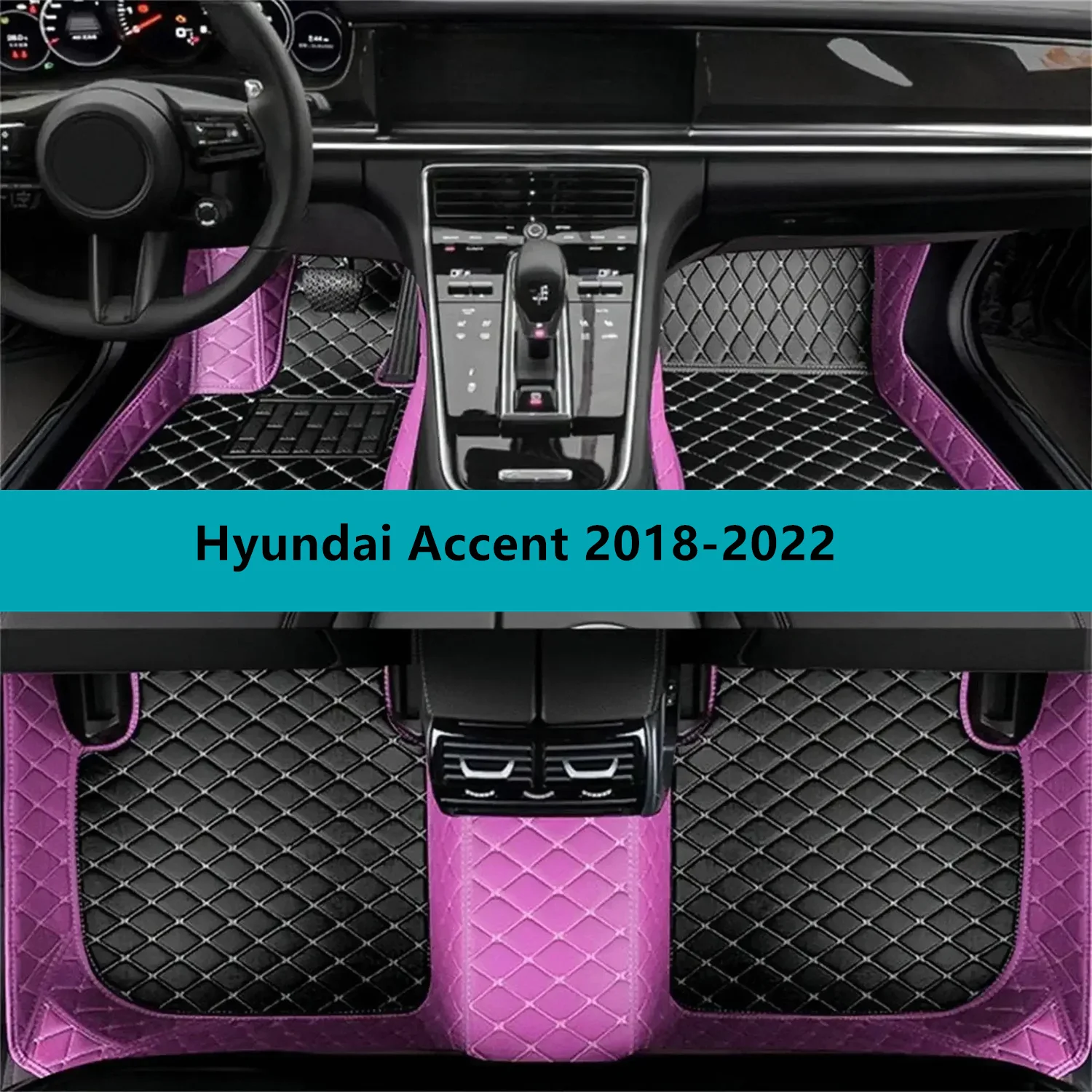 Full Set Car Floor Mats for Hyundai Accent 2018-2022 Leather Floor Mats for Cars Mats Carpets Car Accessories