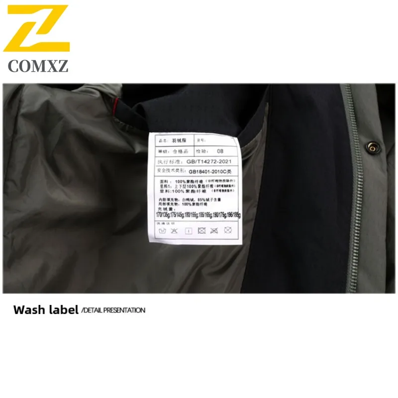 COMXZ Puffer Coat Mens Stand Collar Solid Color Working Warm Jacket High Quality Business Casual Down Winter Lightweight Wear