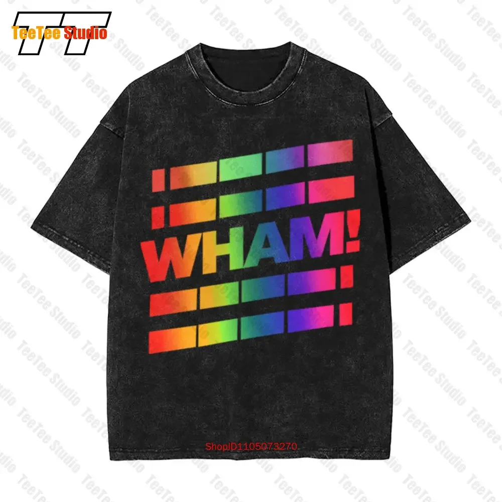 Wham George Michael Rainbow Andrew Ridgeley Pop Music Tour Vintage Oversized T-Shirt FINS