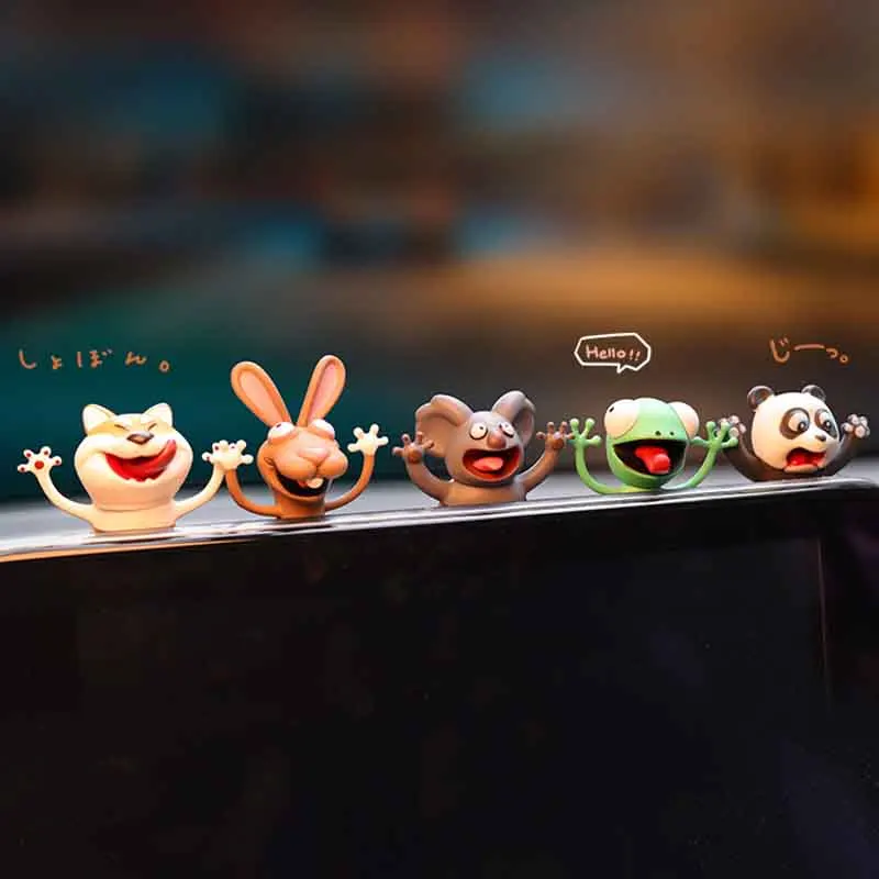 CarOrnaments Creative Car Centre Console Screen Lying Posture Small Animal Ornaments Cute Funny Scary Spoof Animal Car Supplies