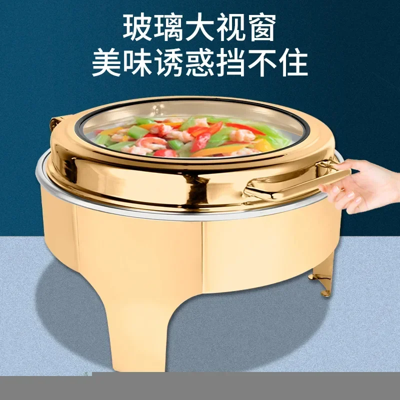 New Arrival Chafing Dishes Buffet 6 liters Stainless Steel Food Warmer Round Hydraulic Gold Chafing Dish