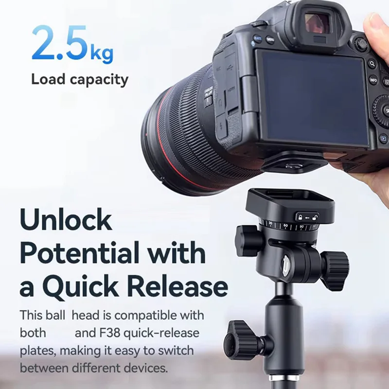 -MEOF Ulanzi TH02 Testa a sfera Uka con 360 °   Panoramica, sgancio rapido, commutazione orizzontale a verticale per fotocamere DSLR