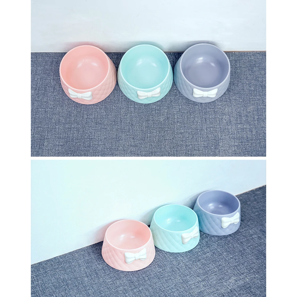 

2pcs Pet Dog Cat Feeder Durable Ceramic Food Dish Lightweight Bow-Knot Decor Green For Pet Feeding Bowl Puppy Small Pets
