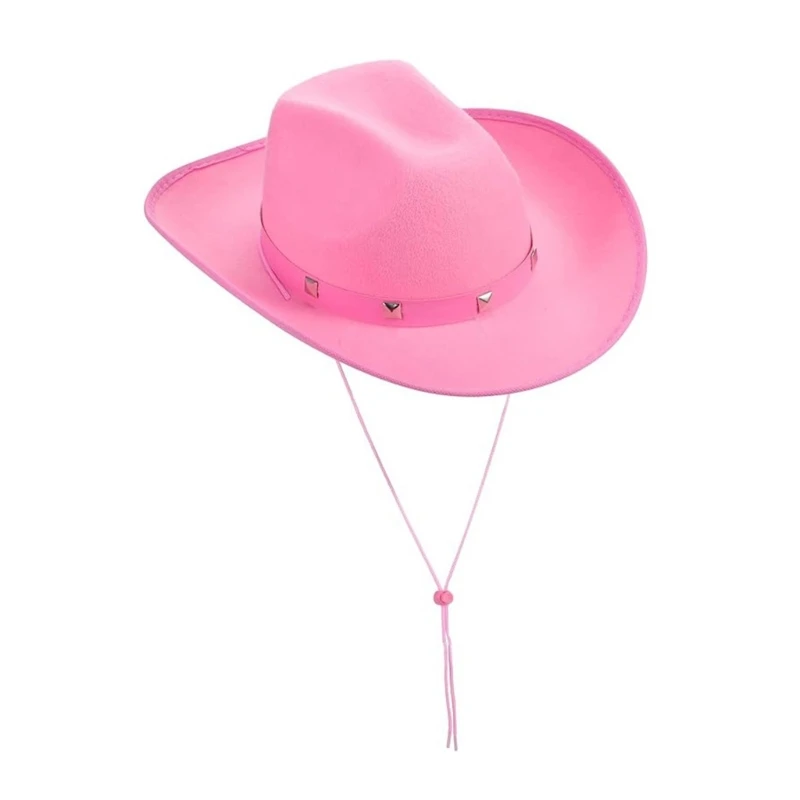 Wear Resistant Cowgirl Hat for Woman Male Breathable Cowboy Hats Rivets Decors Traveling Riding Photography Western Hat