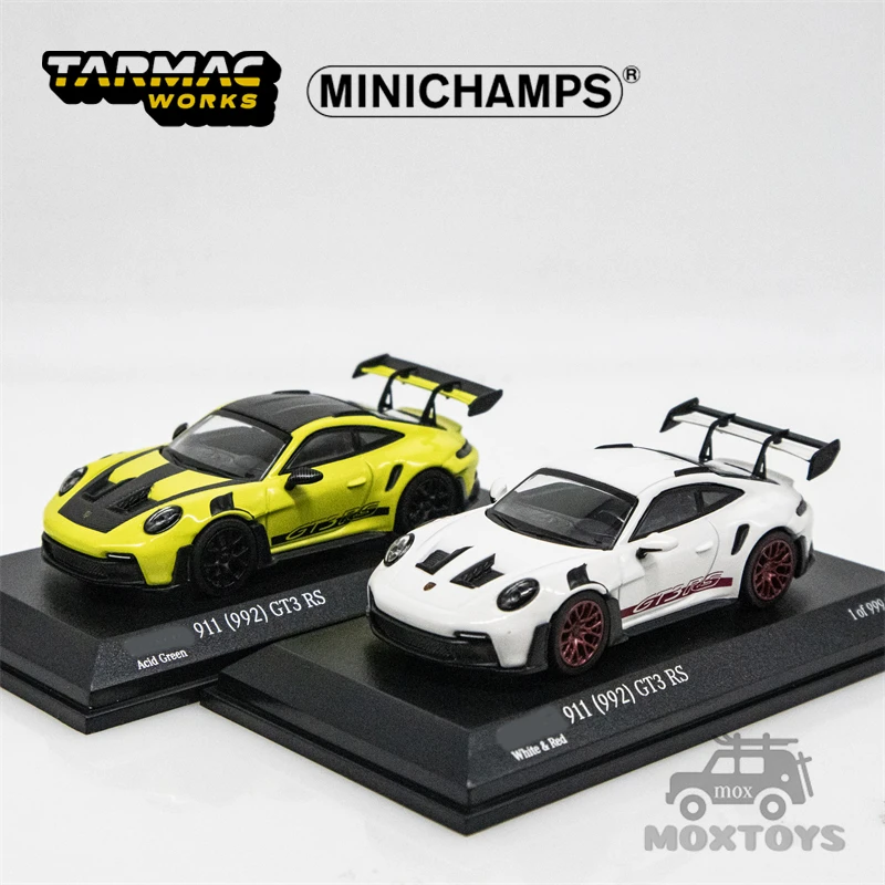 

Tarmac Works x Minichamps 1:64 911 (992) GT3 RS WhiteRed / Acid Green Diecast Model Car