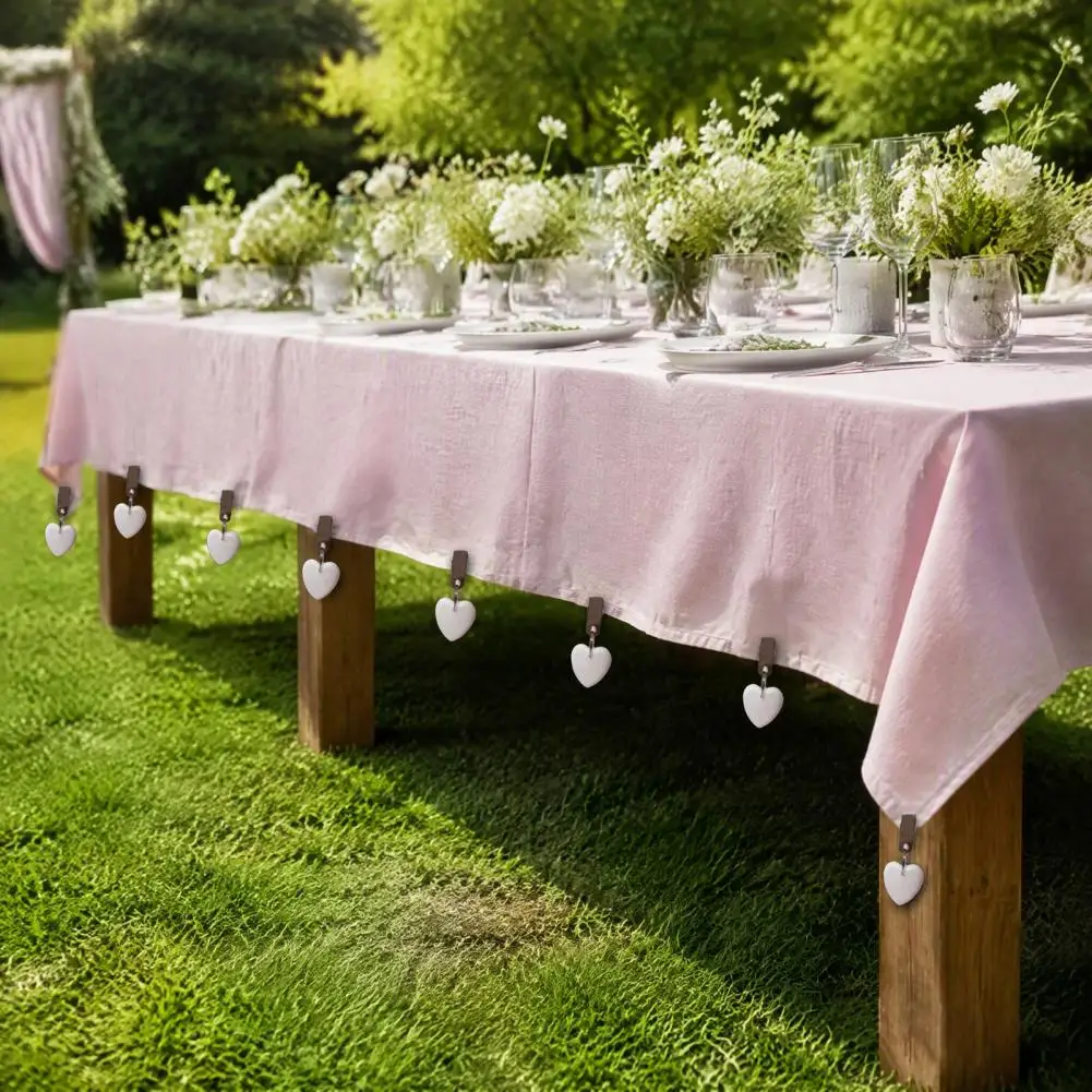 Tablecover Pendant Stone Love Heart Tablecloth Weight with Metal Clip Outdoor Picnic Table Cover Pendant Stone Party Dinner
