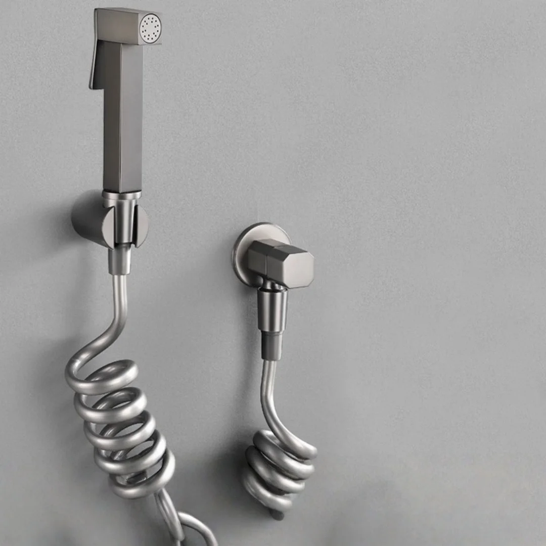 رمادي بيديه للحمام صنبور الماء البارد نحى الذهب المرحاض البخاخ عدة النحاس باليد المرحاض صنبور البخاخ دش رئيس أسود