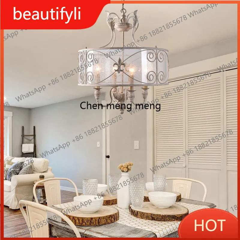 D80 American simple glass dining room restaurant light French retro wood art bedroom entrance island lamp