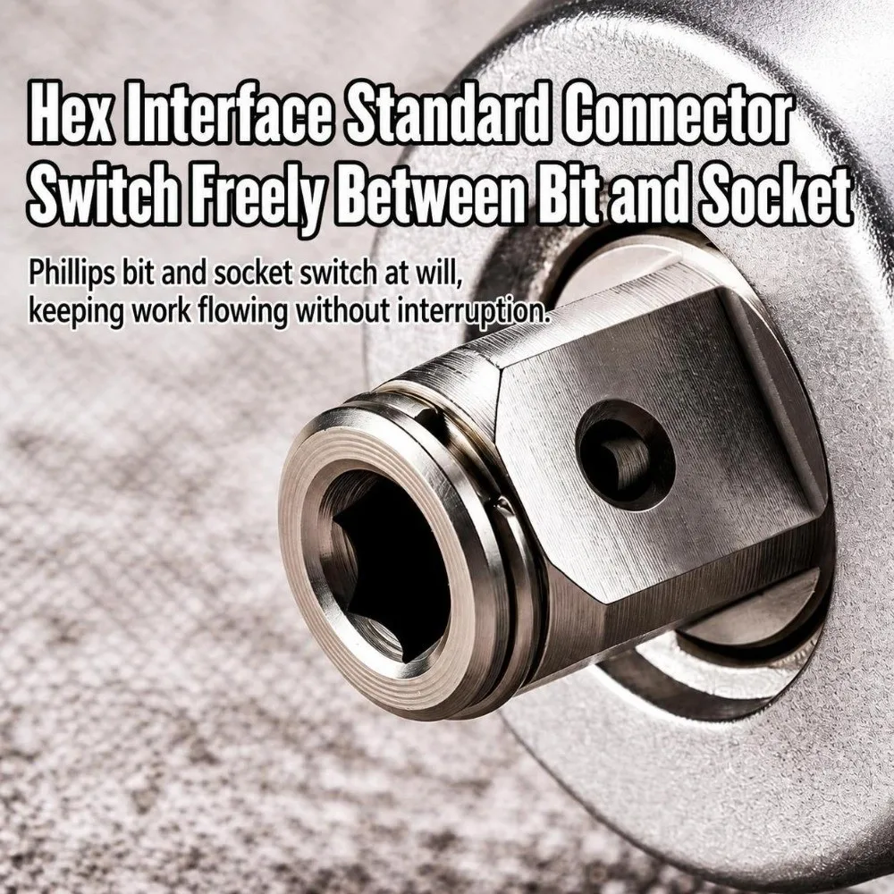 High Hardness Conversion Shaft Kit Anti Wobble High Concentricity Hex Bit Interface Metal Construction Dual Use
